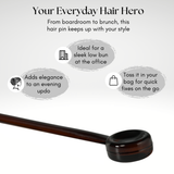 Parcelona French Hair Sticks, Tortoise Shell Chignon Pin for Buns (Set of 2)