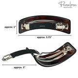 hair clip Barrette with measurements and 'Parcelona' branding on a white background