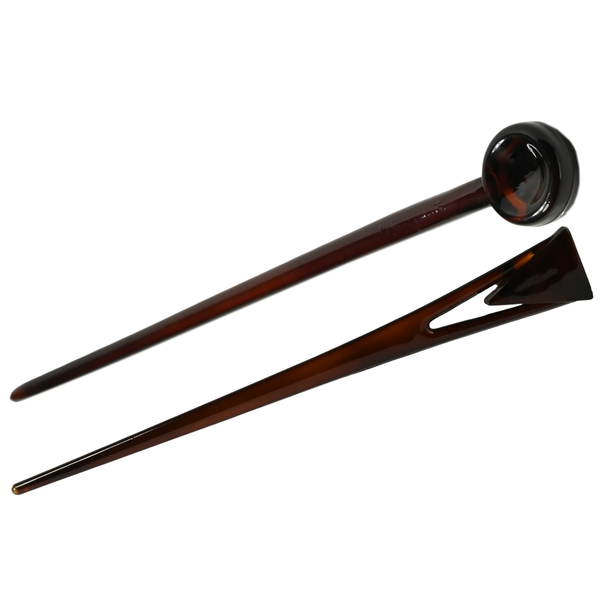 Parcelona French Hair Sticks, Tortoise Shell Chignon Pin for Buns (Set of 2)
