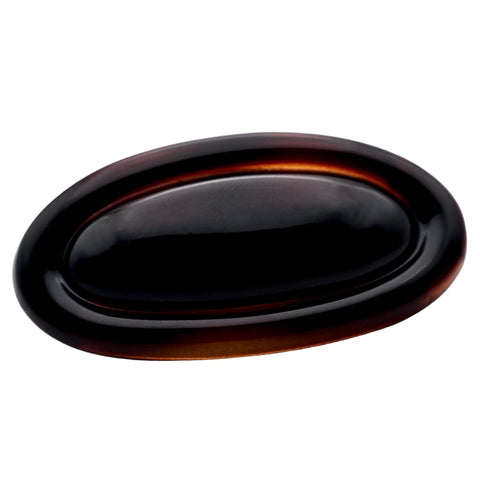 Brown oval hair barrette with a glossy finish on a white background
