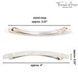 French Amie Long And Thin Large 4” Celluloid Handmade Hair Clip Barrette