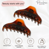 Parcelona French Boss Thin and Narrow Celluloid Hair Claws for Women (2 Pcs)