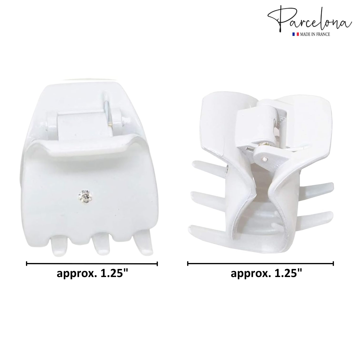 Parcelona French Mignon 1.25" Mini Hair Claw Crystal Accent Clips for Women 2pcs