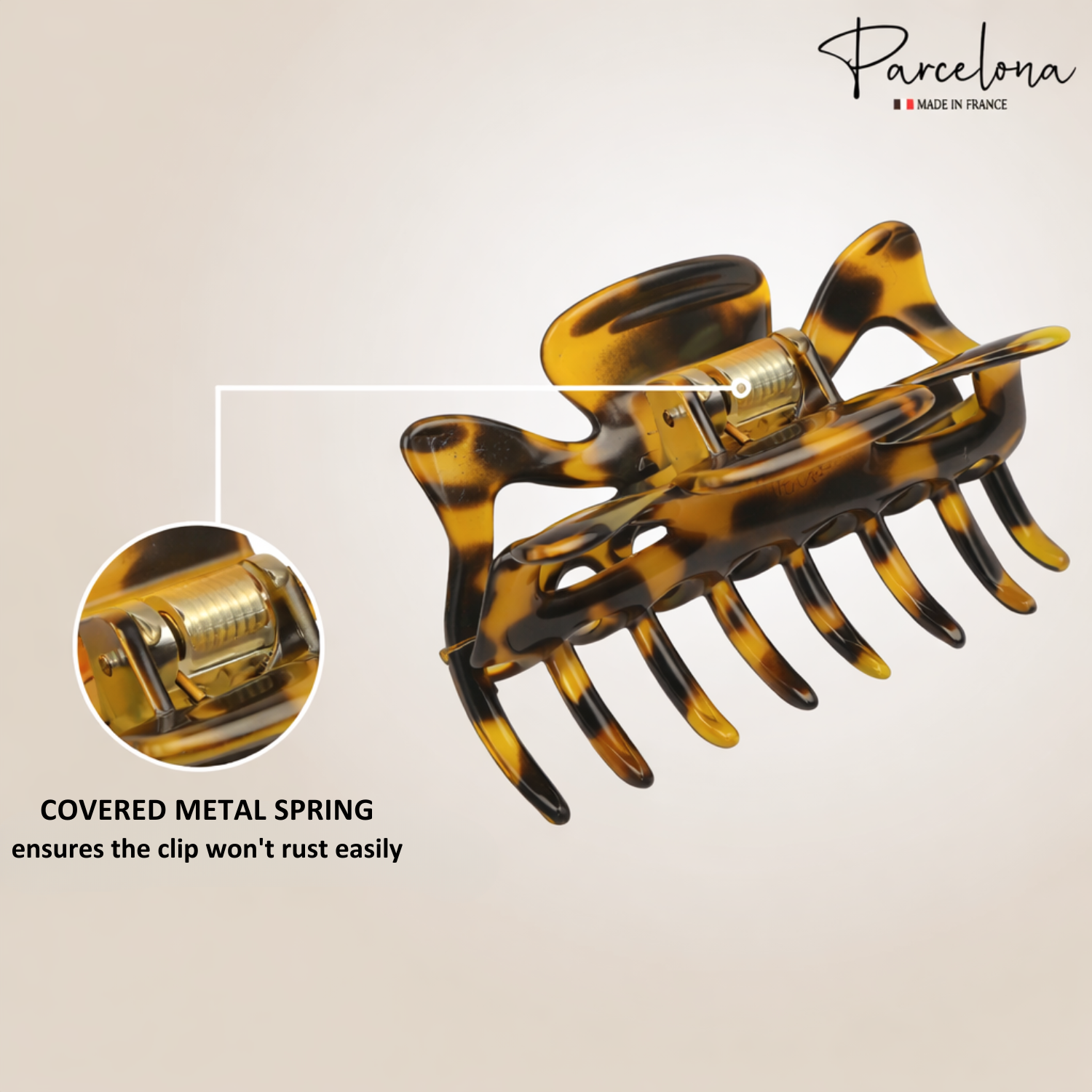 Parcelona French Classic Small 2.5" Celluloid Set of 2 Jaw Hair Claws for Women