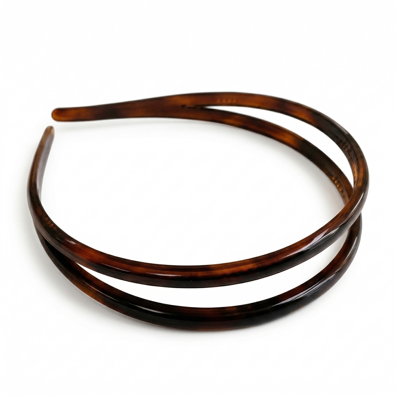 Parcelona French Double Row Tortoise Shell Celluloid Acetate Hair Headband