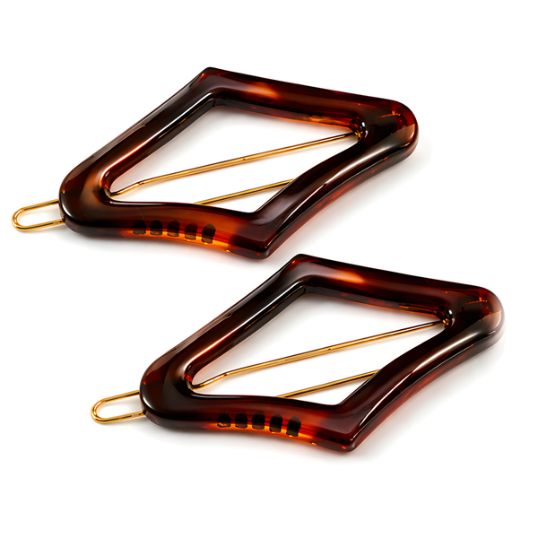 Parcelona Rhombus 2" Small Tortoise Shell Hair Clip Tige Boule Barrette Womens