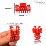 Parcelona French Classic 1.5" Small Celluloid Set of 3 Hair Claws for Women