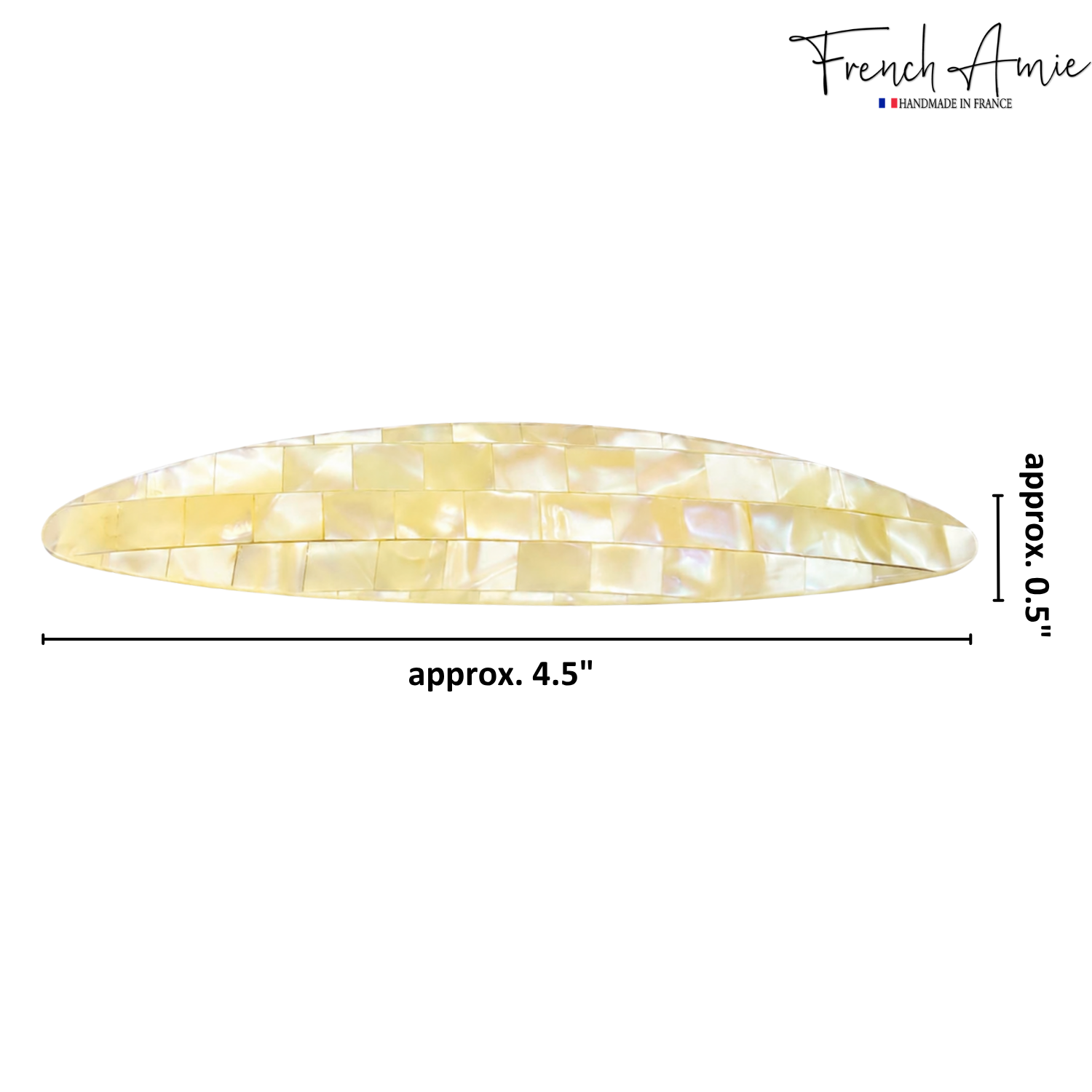 French Amie Large Oval Handmade Cellulose Hair Clip Barrette for Women