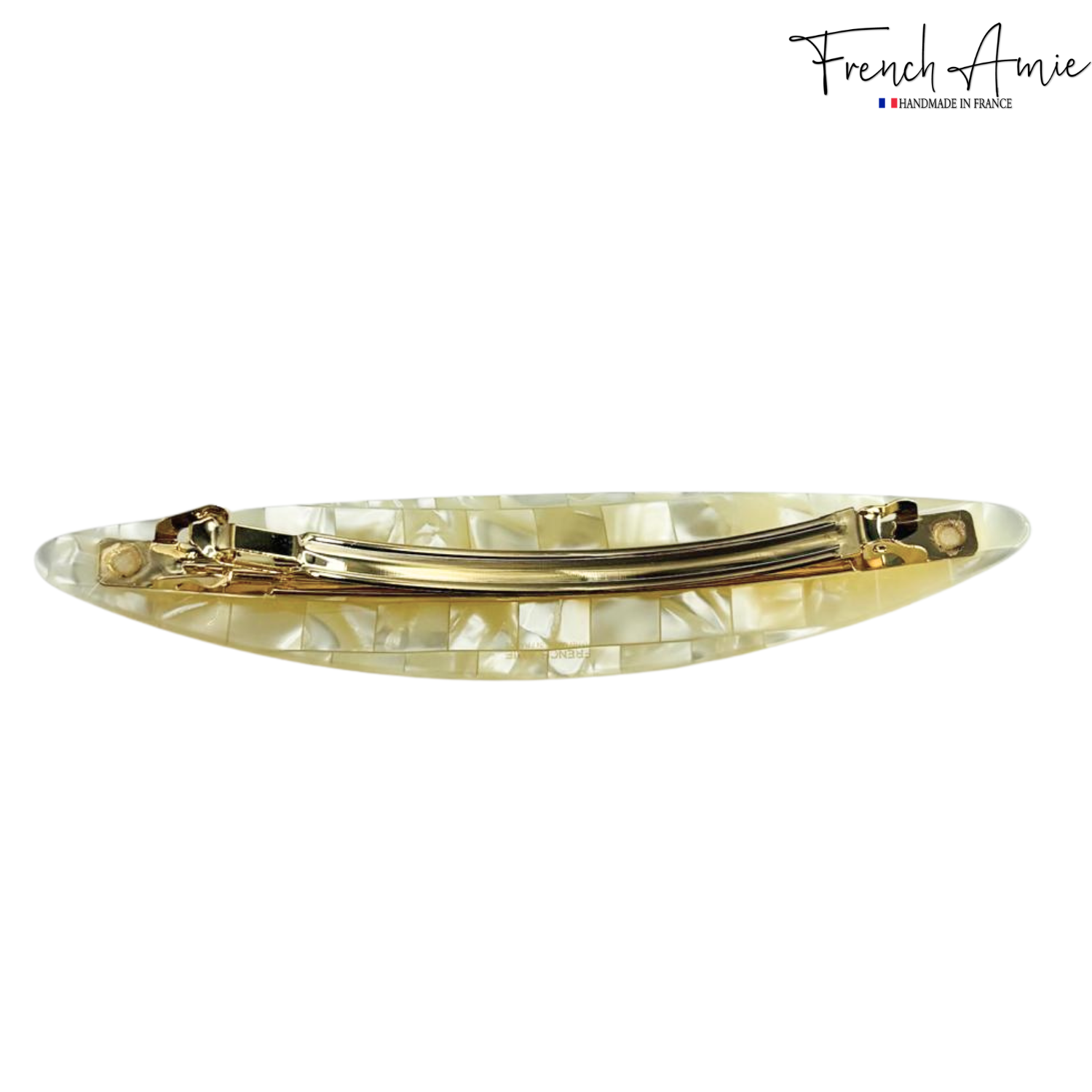 French Amie Large Oval Handmade Cellulose Hair Clip Barrette for Women