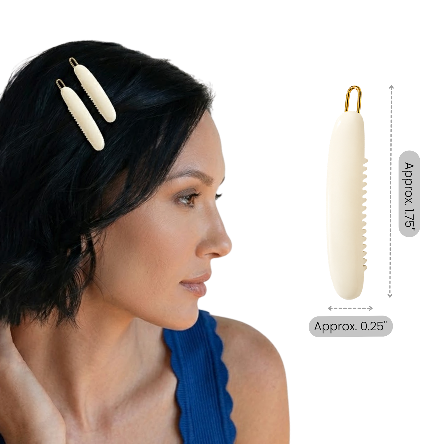 French Amie Oval Hair Barrette Clip Set of 2 Cellulose Acetate Tige Boule Clasp