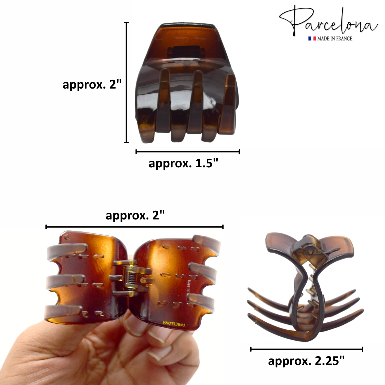 Parcelona French Neo Classic Small Covered Spring Six Teeth Shell Hair Claw