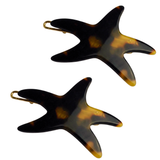 French Amie Star Fish Small Hair Clips Cellulose Acetate Beach Barrette Slide Set of 2