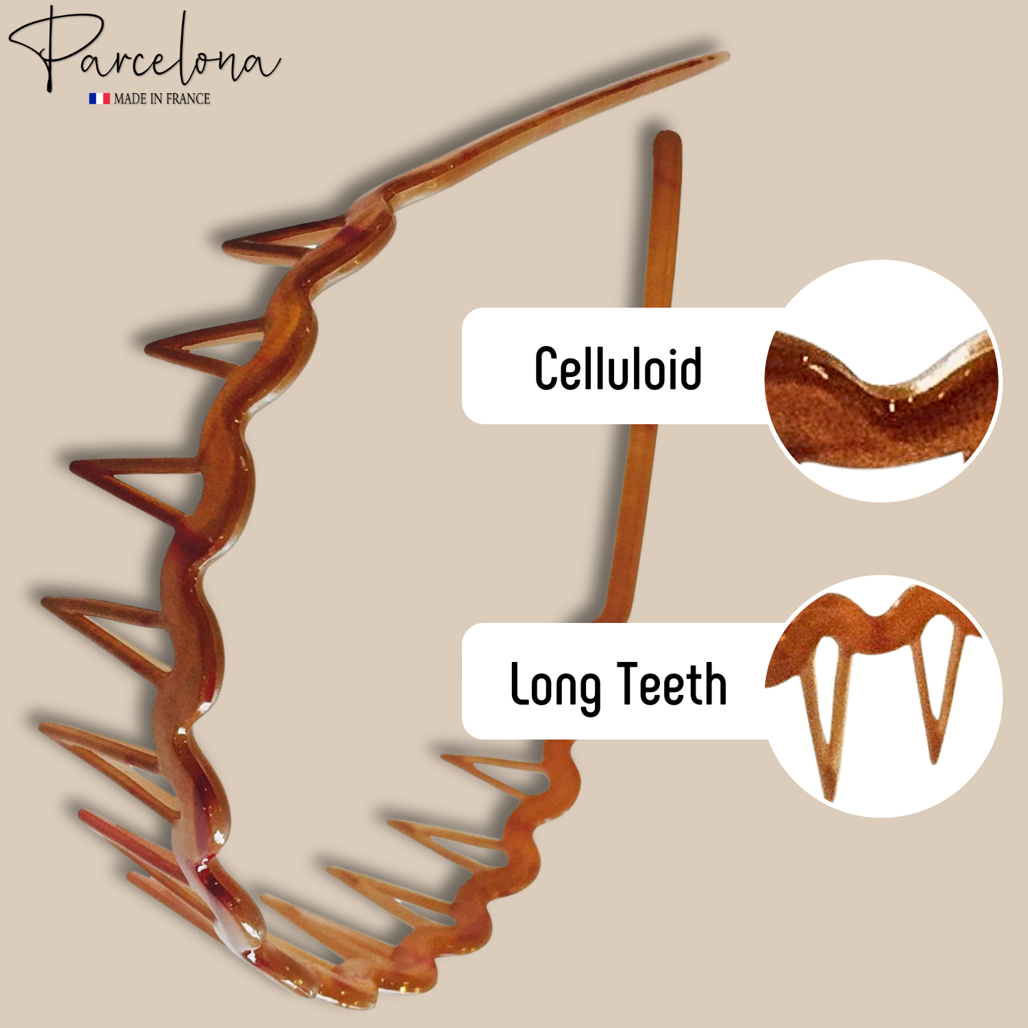Parcelona French Epic Brown With Red Touch Comb Cellulose Hair Headband