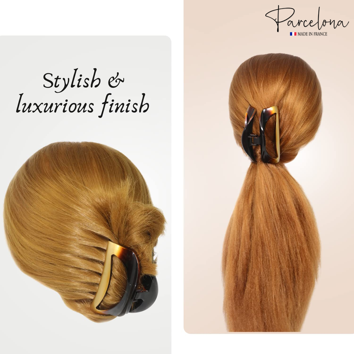 Parcelona French Vrille Medium 3.5" Cellulose No Slip Volume Jaw Hair Claw Clips