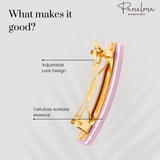 Parcelona Small Rectangular Glossy 2 Inch Hair Clip Barrette for Women Set of 2