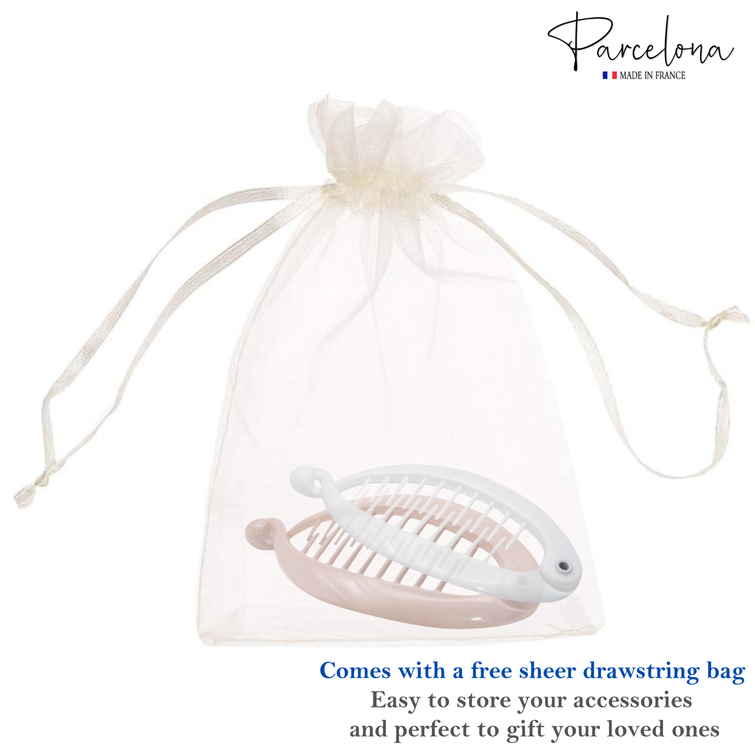 Parcelona French Effortless Mini Small Cellulose Banana Hair Clips(2 Pcs)