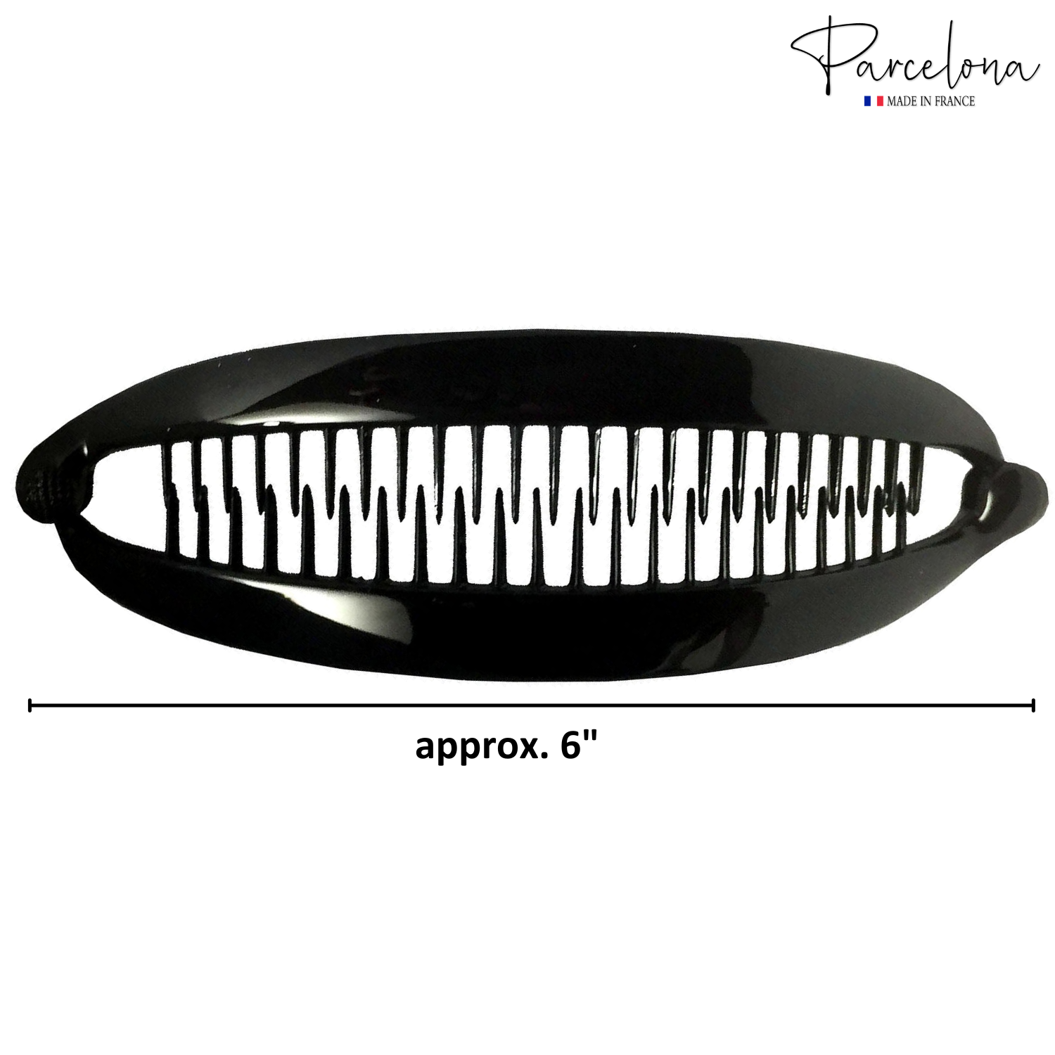 Parcelona French Curved Black Large 6" Cellulose Banana Hair Clip for Women