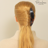 Parcelona French Tortoise Large 13 Teeth Banana Wide Edge Side Hair Combs(2 Pcs)