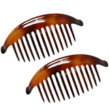 Parcelona French Tortoise Large 13 Teeth Banana Wide Edge Side Hair Combs(2 Pcs)