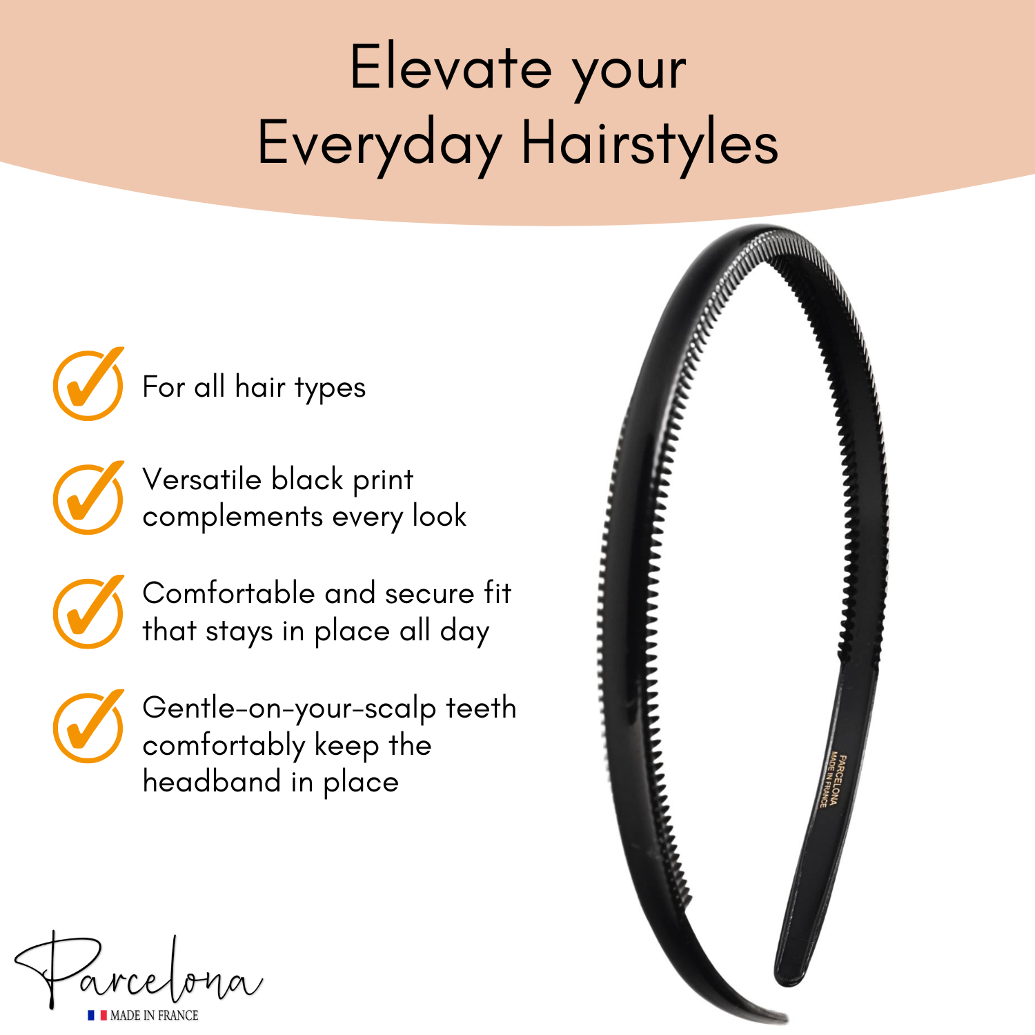 Parcelona French Nue Yoga Headband Inner Grip Teeth Hairband for Women & Men Unisex