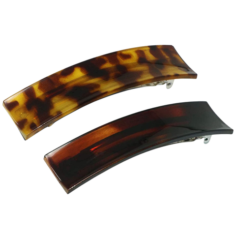 Parcelona French Rectangular Bar Large Celluloid Acetate Hair Barrette for Women