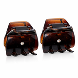 Parcelona French Mignon 1.25" Mini Hair Claw Crystal Accent Clips for Women 2pcs