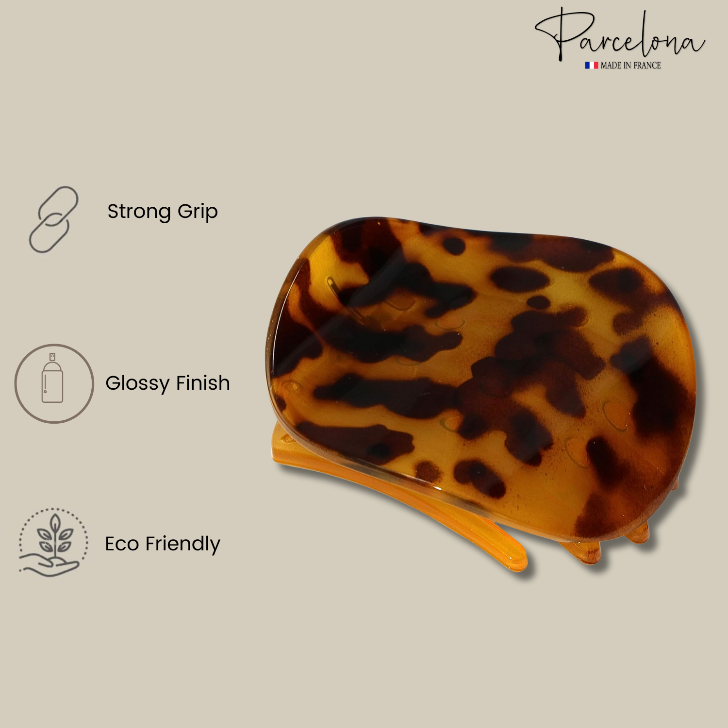 Parcelona French Onde Small 2 3/4" Cellulose Side Slide in Hair Claw for Women