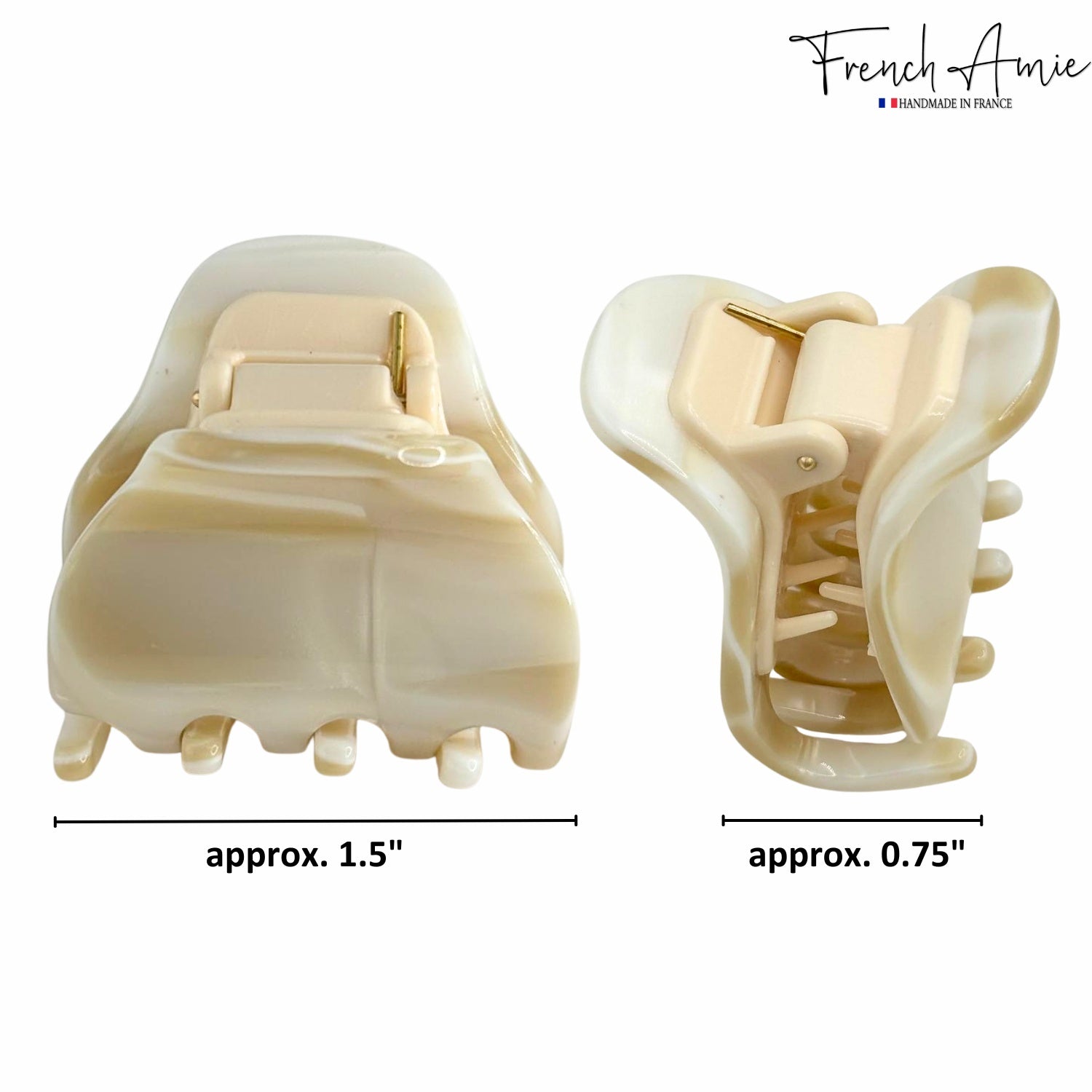 French Amie Belle 1 1/2" Mini Handmade Hair Claw French Acetate Jaw Clip for Women