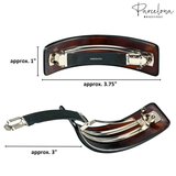Parcelona French Curved Hair Barrette Tortoise Shell Clip with No Slip Metal Clasp