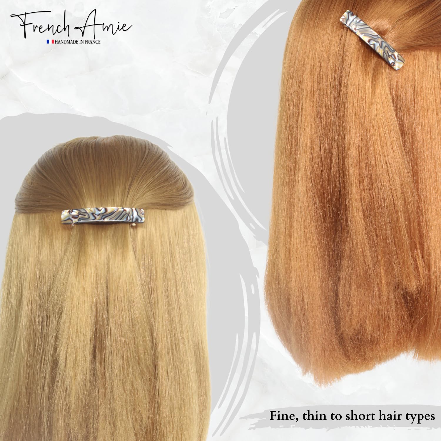 Hair with a clip on a white background, featuring the brand 'French Amie'.