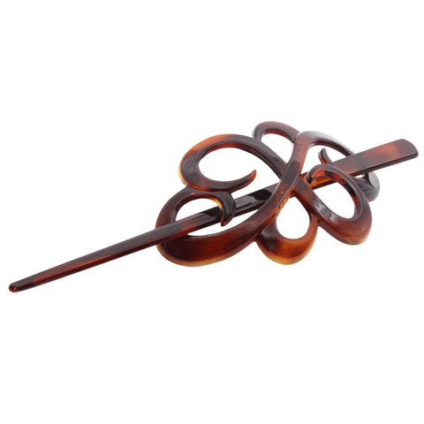 Brown hair clip with a unique design on a white background
