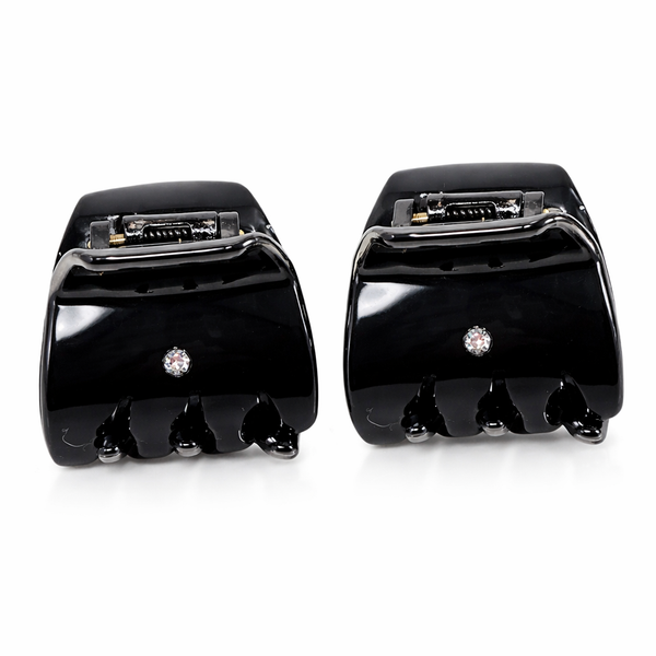Parcelona French Mignon 1.25" Mini Hair Claw Crystal Accent Clips for Women 2pcs