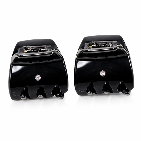 Parcelona French Mignon 1.25" Mini Hair Claw Crystal Accent Clips for Women 2pcs