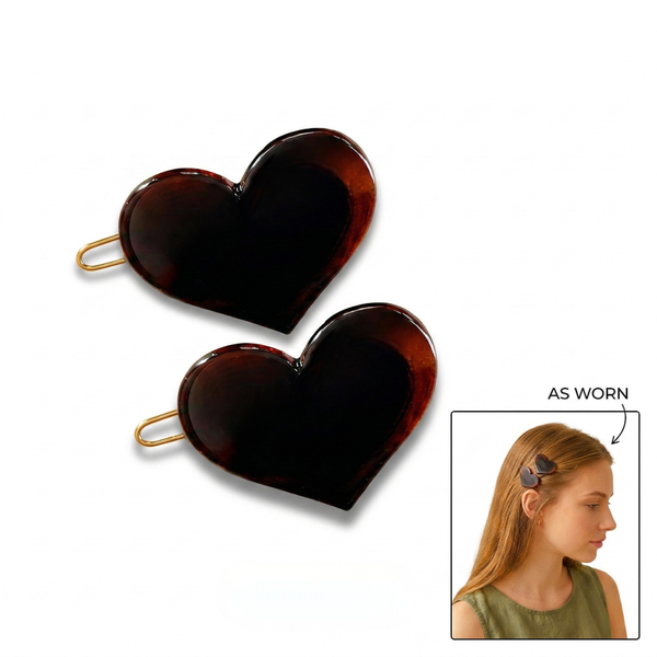 Parcelona Heart 1.75" Tortoise Shell Hair Clip Small Tige Boule Barrette