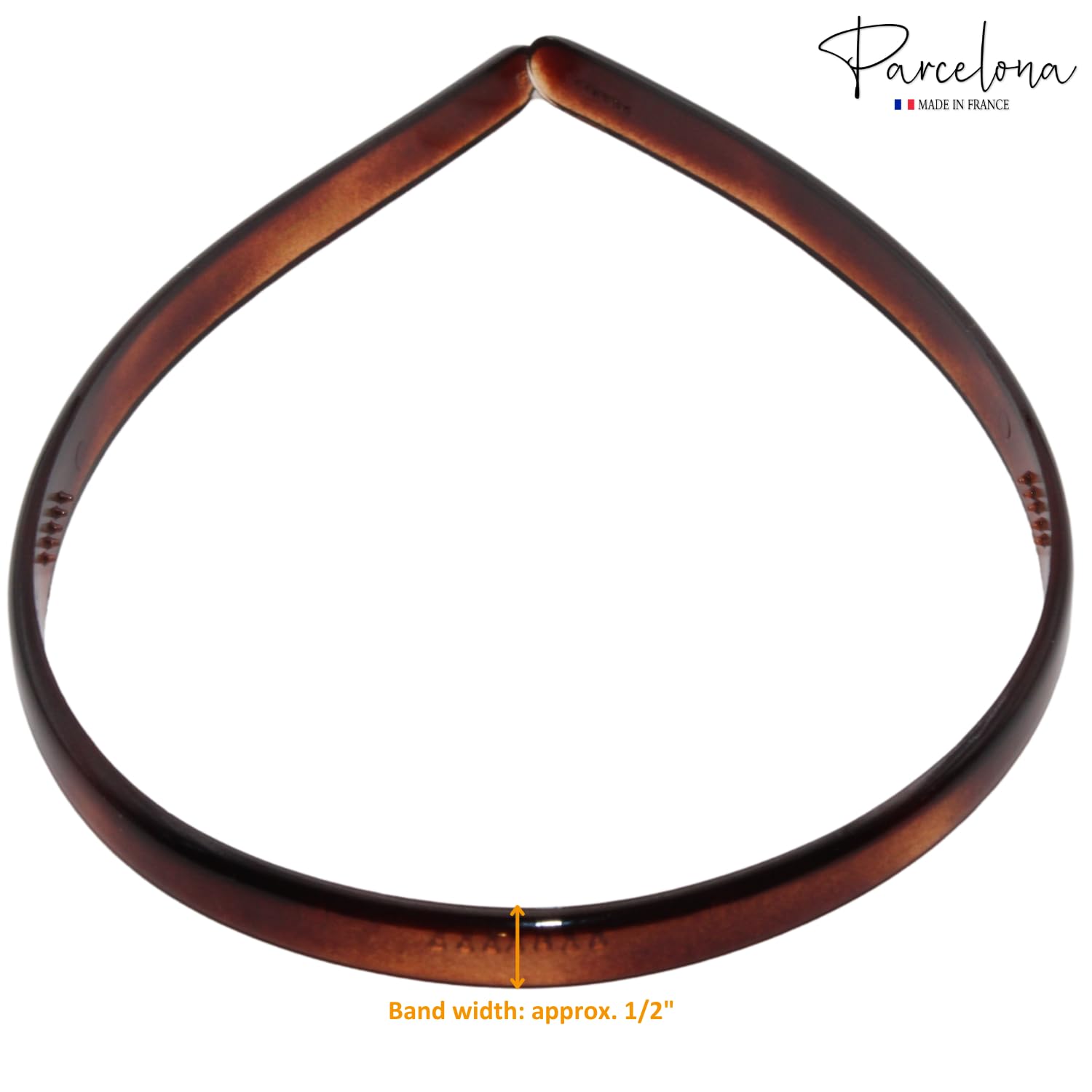 Brown headband with 'Parcelona' branding on a white background
