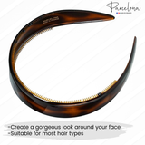 Parcelona Tortoise Shell headband showing fine teeth and cellulose acetate material for durability and style