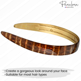 Gold and brown hairband with 'Parcelona' branding on a white background