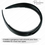 Black hair headband with 'Parcelona' branding on a white background