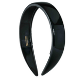 Parcelona 1-inch black cellulose acetate headband, non-slip, Made in France, stylish hair accessory