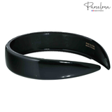 Close-up of Parcelona black headband with 1-inch width, featuring fine teeth for non-slip fit