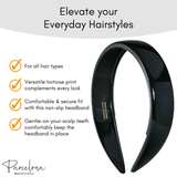 Parcelona black headband with non-slip teeth, perfect for elevating your everyday hairstyles