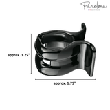 Black mini hair claw with dimensions labelled, featuring the 'Parcelona' brand.