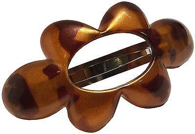 Parcelona French Medium Wild Flower Golden Touch Shell Celluloid Hair Clip Barrette-PARCELONA-ebuyfashion.com