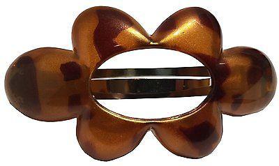 Parcelona French Medium Wild Flower Golden Touch Shell Celluloid Hair Clip Barrette-PARCELONA-ebuyfashion.com