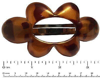 Parcelona French Medium Wild Flower Golden Touch Shell Celluloid Hair Clip Barrette-PARCELONA-ebuyfashion.com
