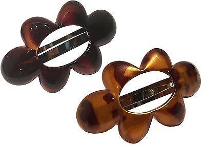 Parcelona French Medium Wild Flower Golden Touch Shell Celluloid Hair Clip Barrette-PARCELONA-ebuyfashion.com