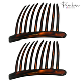 Overview of Parcelona French twisted hair stick pair in tortoise shell finish