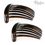 Parcelona Set of 2 French Side Combs Tortoise Shell Hair Slides Bun French Twist