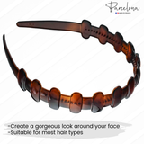 Brown French acetate headband suitable for most hair types and everyday wear