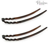 Parcelona French twisted hair stick pair in tortoise shell finish